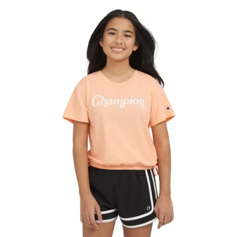 Champion Big Kid Girls Crew Neck Short Sleeve Loose Fit Graphic T-Shirt