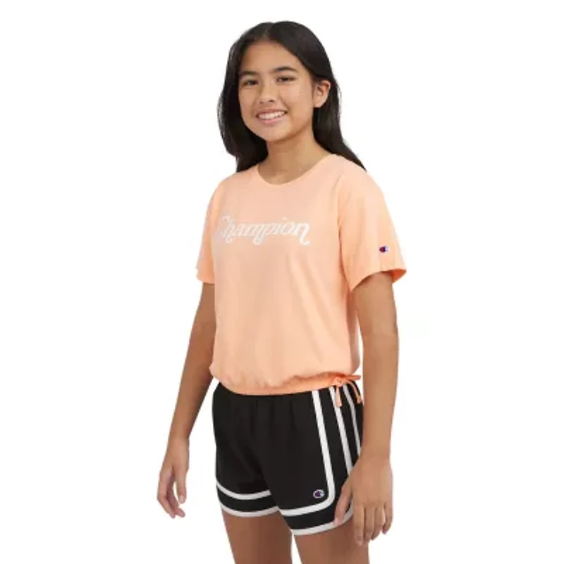 Champion Big Kid Girls Crew Neck Short Sleeve Loose Fit Graphic T-Shirt