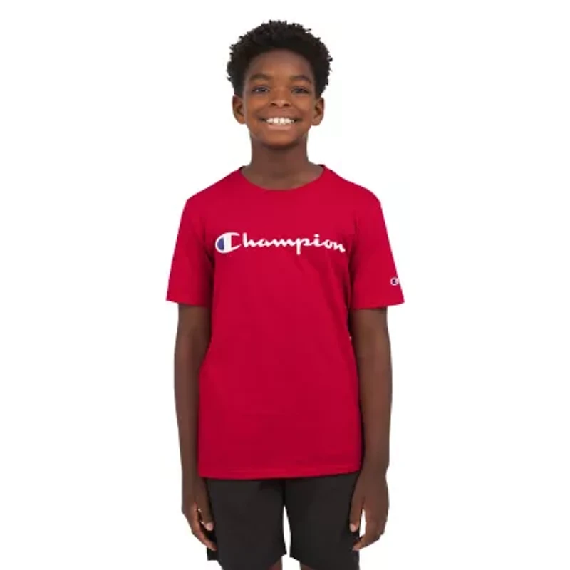 Champion Big Kid Boys Crew Neck Short Sleeve Classic Fit Graphic T-Shirt