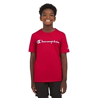 Champion Big Kid Boys Crew Neck Short Sleeve Classic Fit Graphic T-Shirt