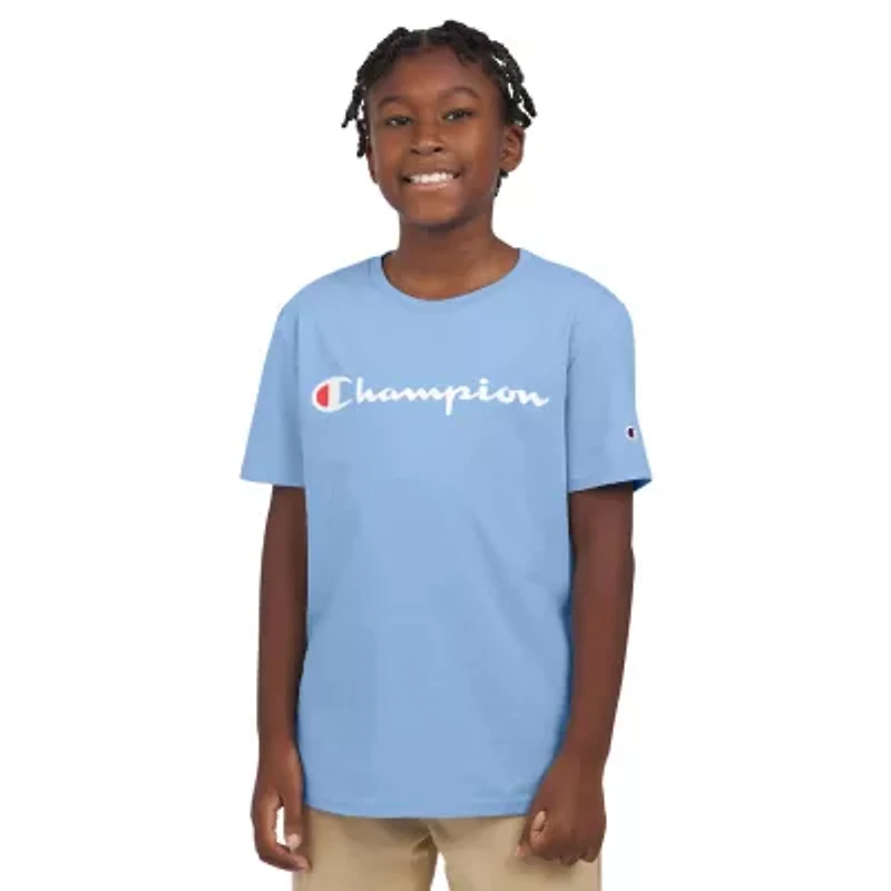 Champion Big Kid Boys Crew Neck Short Sleeve Classic Fit Graphic T-Shirt