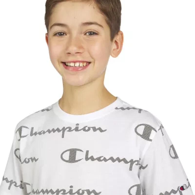 Champion Big Kid Boys Crew Neck Short Sleeve Classic Fit Graphic T-Shirt