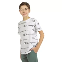 Champion Big Kid Boys Crew Neck Short Sleeve Classic Fit Graphic T-Shirt