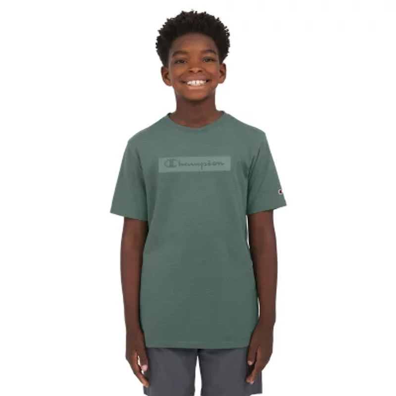 Champion Big Kid Boys Crew Neck Short Sleeve Classic Fit Graphic T-Shirt