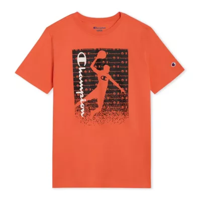 Champion Big Kid Boys Crew Neck Short Sleeve Classic Fit Graphic T-Shirt