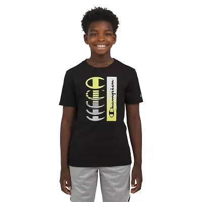 Champion Big Kid Boys Crew Neck Short Sleeve Classic Fit Graphic T-Shirt
