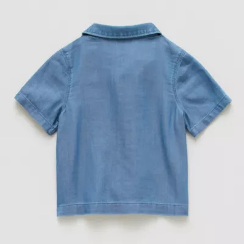Okie Dokie Baby Boys Short Sleeve Regular Fit Button-Down Shirt