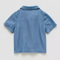 Okie Dokie Baby Boys Short Sleeve Regular Fit Button-Down Shirt
