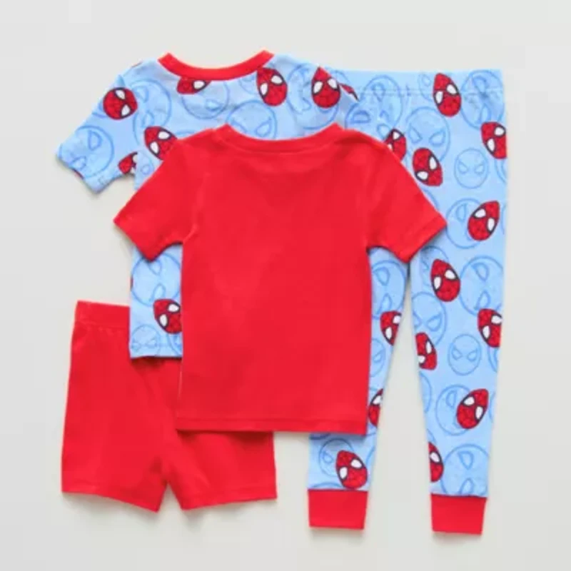 Disney Collection Toddler Boys Spiderman Crew Neck Short Sleeve 4-pc. Pajama Sets