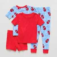 Disney Collection Toddler Boys Spiderman Crew Neck Short Sleeve 4-pc. Pajama Sets
