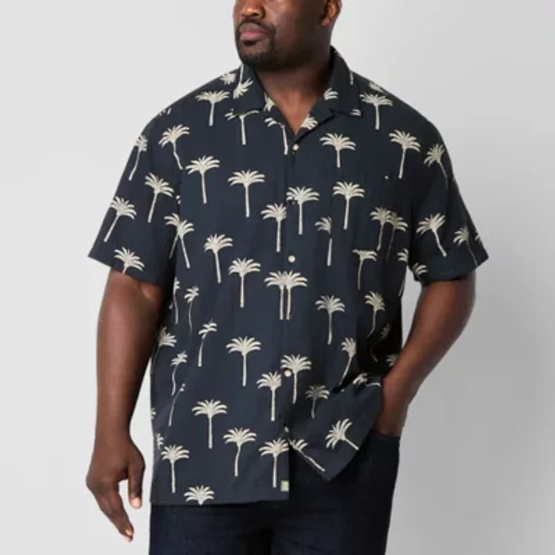 mutual weave Mens Short Sleeve Big and Tall Camp Shirt