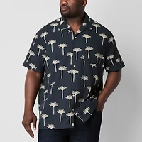 mutual weave Mens Short Sleeve Big and Tall Camp Shirt