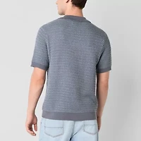 Arizona Mens Short Sleeve Johnny Collar Sweater Polo