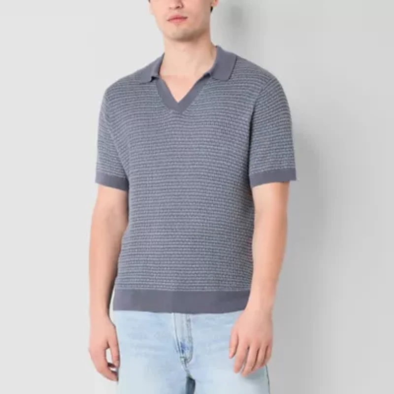Arizona Mens Short Sleeve Johnny Collar Sweater Polo