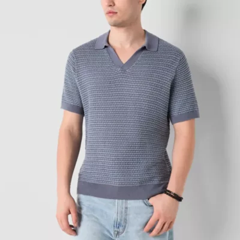 Arizona Mens Short Sleeve Johnny Collar Sweater Polo