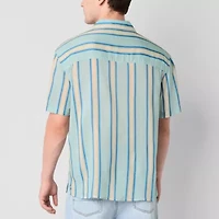 Arizona Mens Short Sleeve Striped Button-Down Shirt