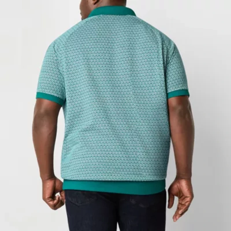 Shaquille O'Neal XLG Quarter Zip Big and Tall Mens Regular Fit Short Sleeve Polo Shirt