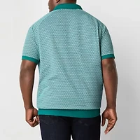 Shaquille O'Neal XLG Quarter Zip Big and Tall Mens Regular Fit Short Sleeve Polo Shirt