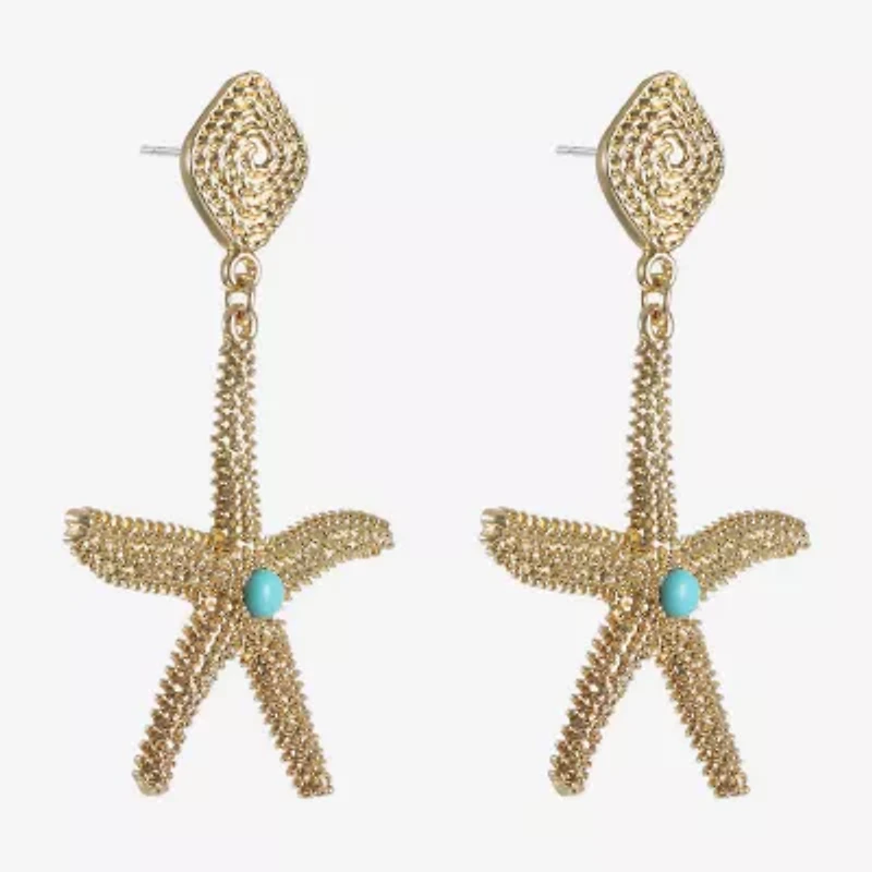 Bijoux Bar Womens Blue Glass Hypoallergenic Drop Earrings