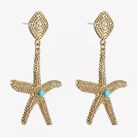 Bijoux Bar Womens Blue Glass Hypoallergenic Drop Earrings