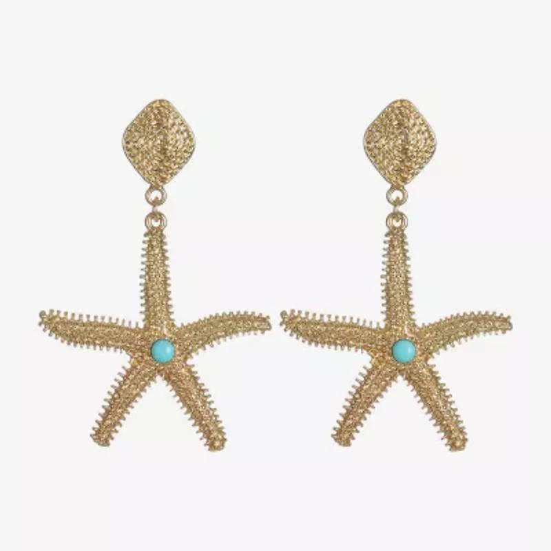 Bijoux Bar Womens Blue Glass Hypoallergenic Drop Earrings