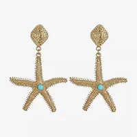 Bijoux Bar Womens Blue Glass Hypoallergenic Drop Earrings