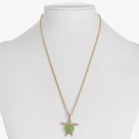 Monet Jewelry Womens Green Glass 17 Inch Pendant Necklace