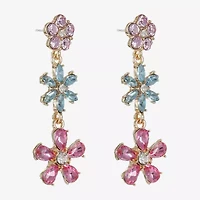 Monet Jewelry Womens Multi Color Glass Flower Hypoallergenic Drop Earrings