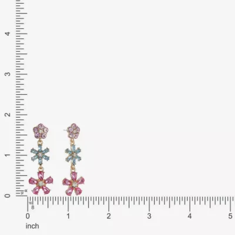 Monet Jewelry Womens Multi Color Glass Flower Hypoallergenic Drop Earrings