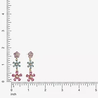 Monet Jewelry Womens Multi Color Glass Flower Hypoallergenic Drop Earrings