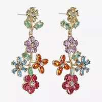 Monet Jewelry Womens Multi Color Glass Flower Hypoallergenic Drop Earrings