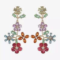 Monet Jewelry Womens Multi Color Glass Flower Hypoallergenic Drop Earrings
