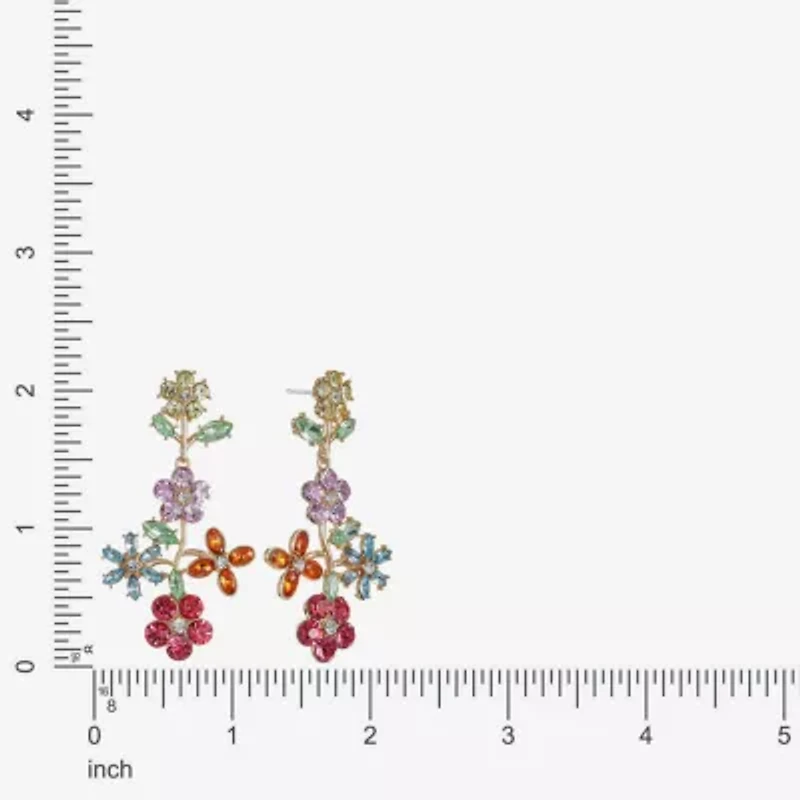 Monet Jewelry Womens Multi Color Glass Flower Hypoallergenic Drop Earrings