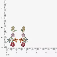 Monet Jewelry Womens Multi Color Glass Flower Hypoallergenic Drop Earrings