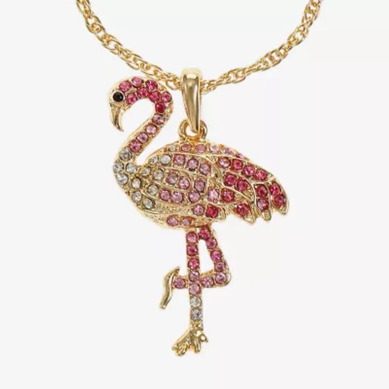 Monet Jewelry Womens Pink Glass 17 Inch Pendant Necklace