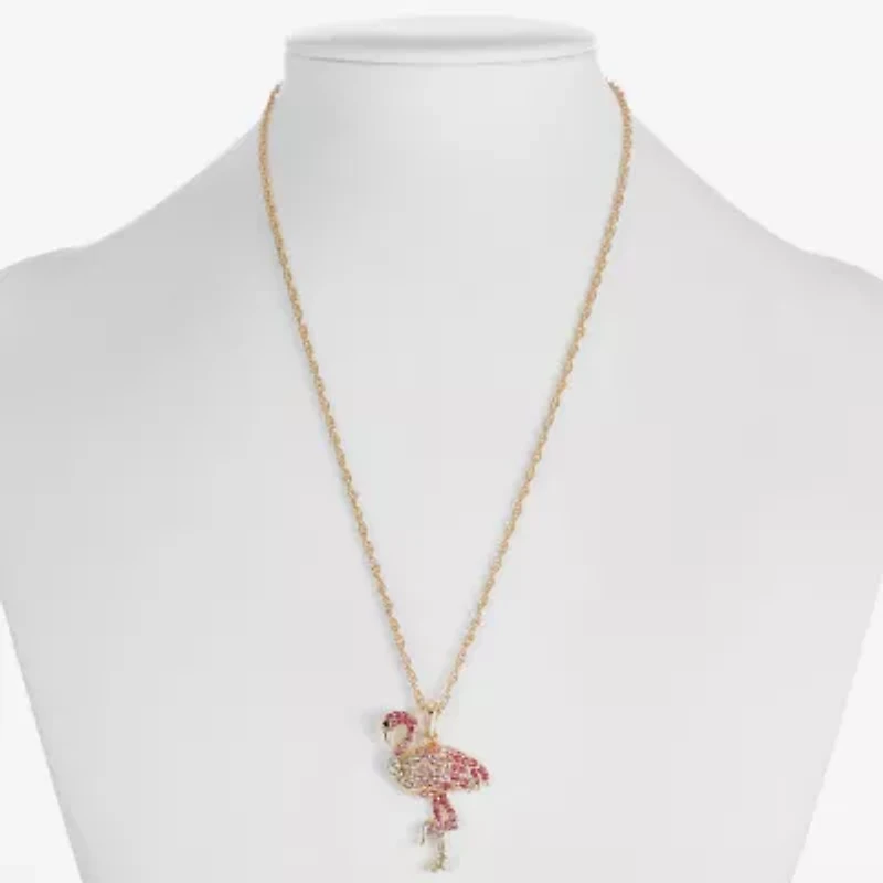 Monet Jewelry Womens Pink Glass 17 Inch Pendant Necklace