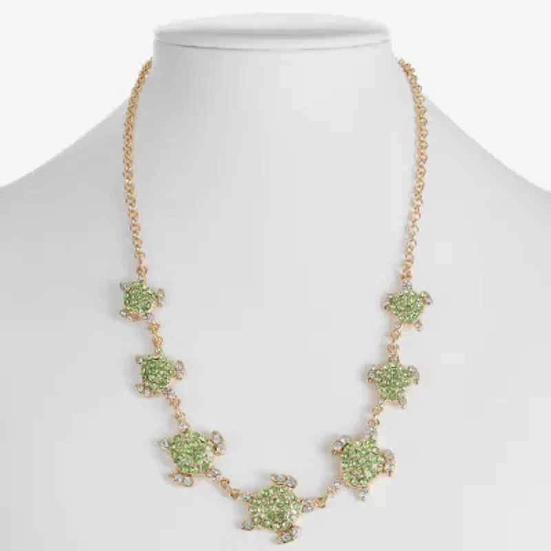 Monet Jewelry Womens Green 17 Inch Collar Necklace