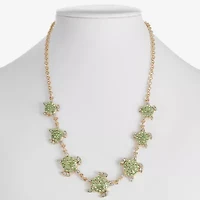 Monet Jewelry Womens Green 17 Inch Collar Necklace