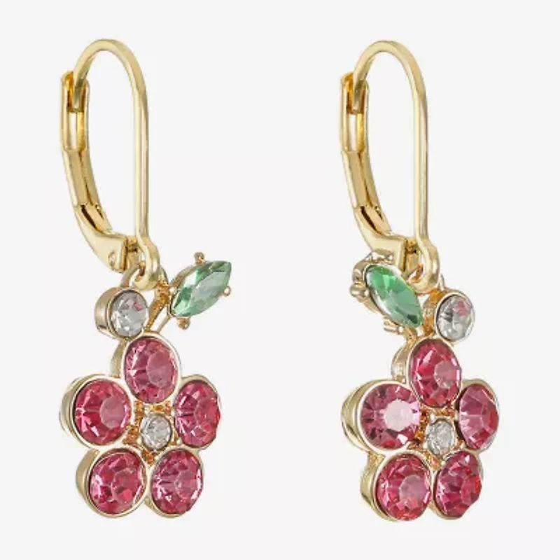 Monet Jewelry Womens Multi Color Glass Flower Drop Earrings