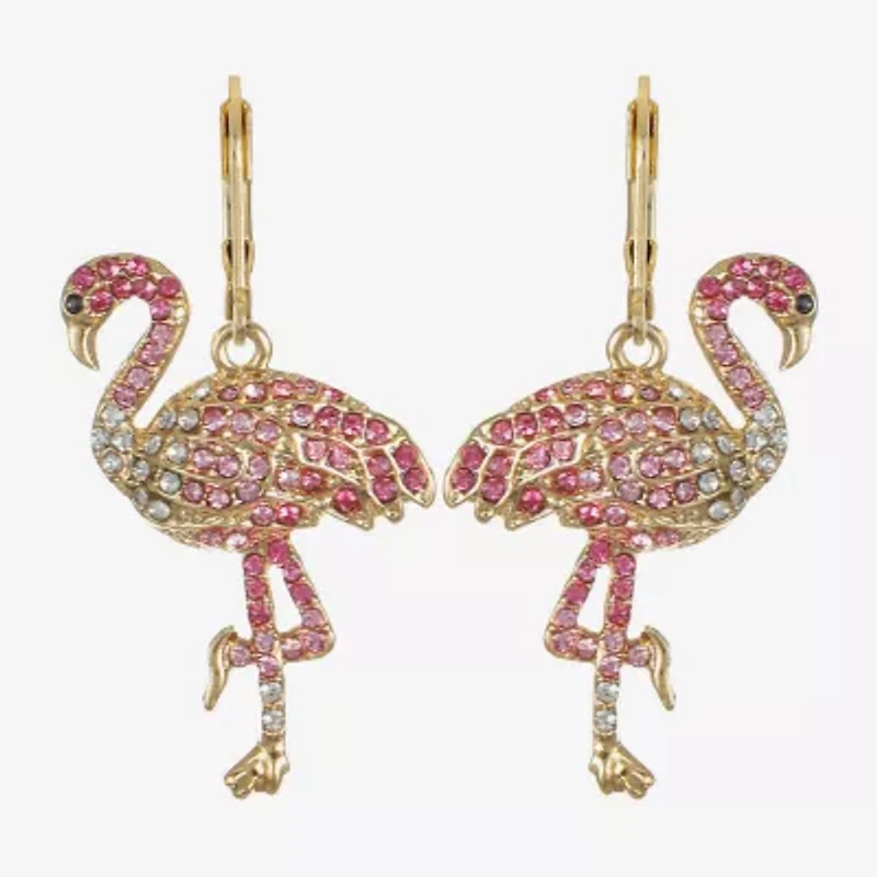 Monet Jewelry Womens Pink Glass Drop Earrings