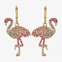 Monet Jewelry Womens Pink Glass Drop Earrings