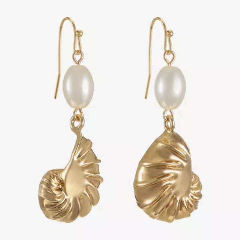 Liz Claiborne Shell Womens Drop Earrings