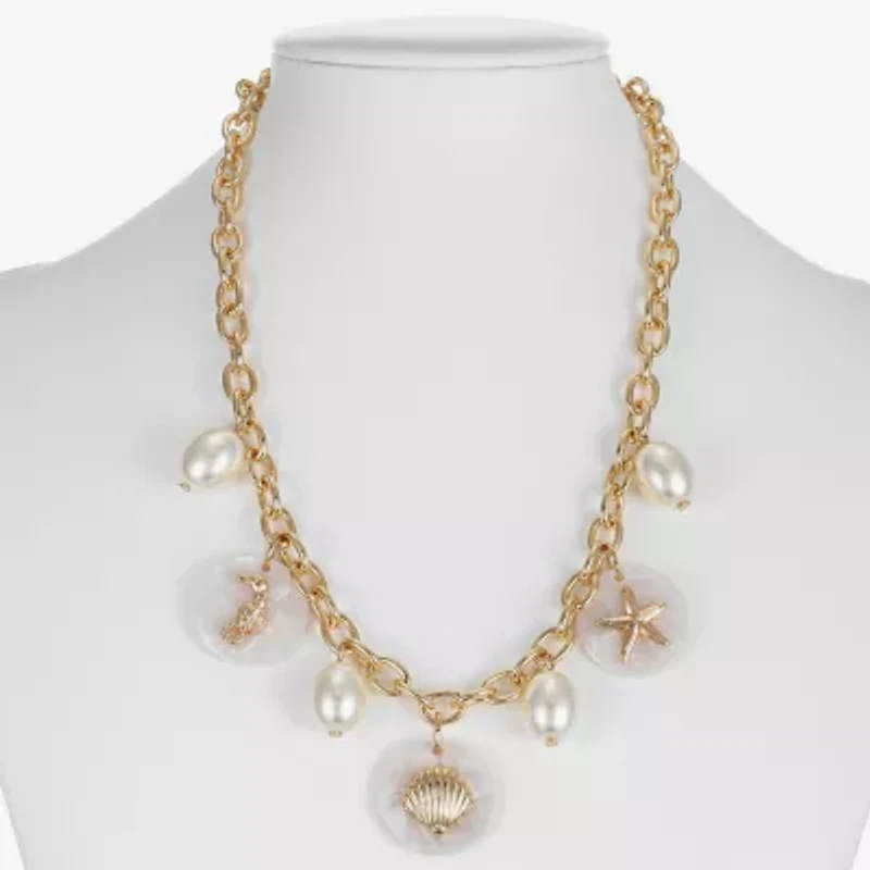 Liz Claiborne Starfish Shell Womens 17 Inch Collar Necklace