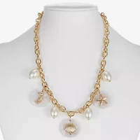 Liz Claiborne Starfish Shell Womens 17 Inch Collar Necklace