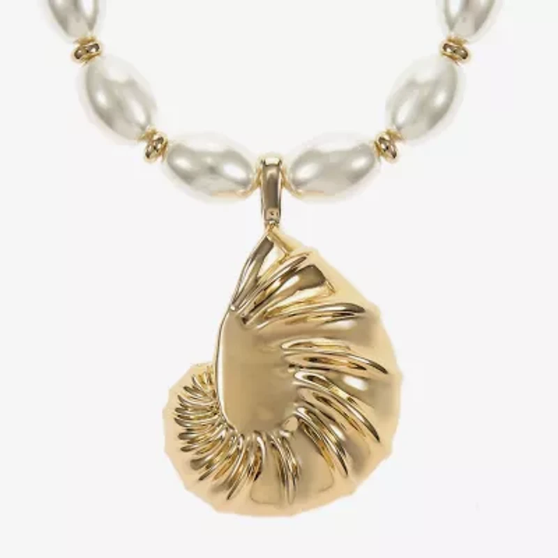 Liz Claiborne Shell Womens 17 Inch Pendant Necklace