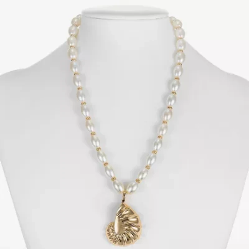 Liz Claiborne Shell Womens 17 Inch Pendant Necklace
