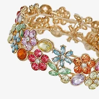 Monet Jewelry Womens Multi Color Glass Flower Stretch Bracelet