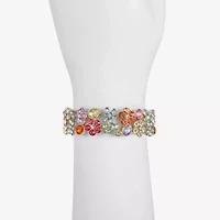 Monet Jewelry Womens Multi Color Glass Flower Stretch Bracelet