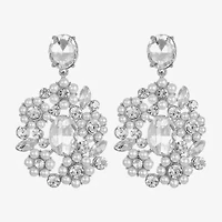 Monet Jewelry Womens Glass Simulated Pearl Oval Hypoallergenic Drop Earrings