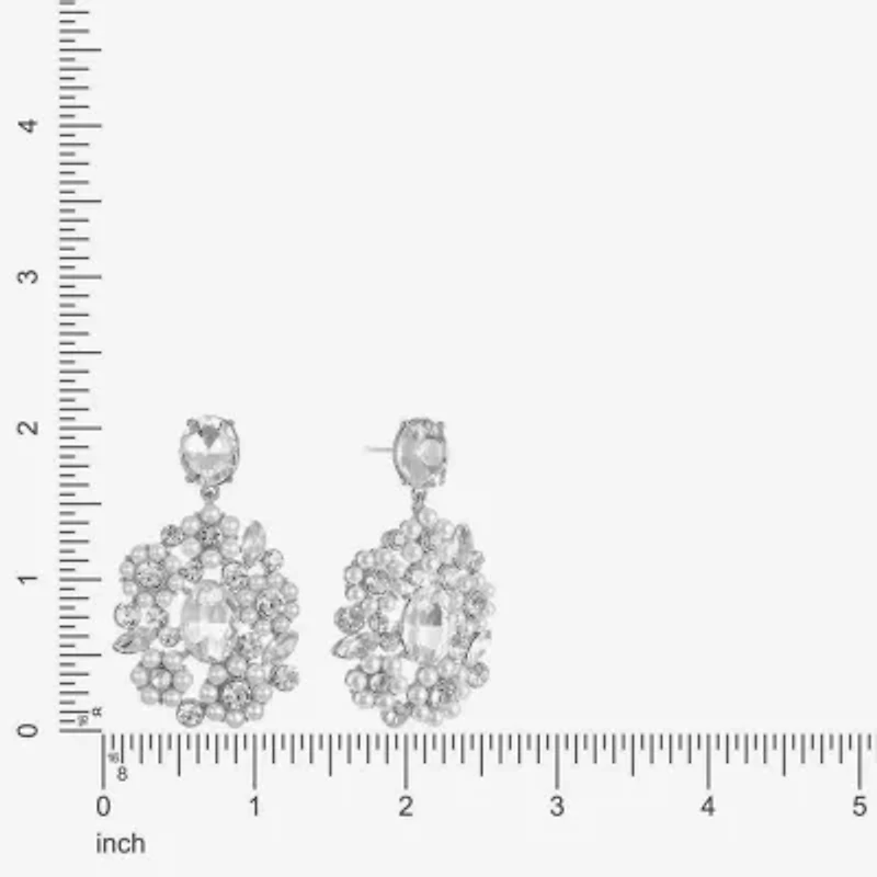 Monet Jewelry Womens Glass Simulated Pearl Oval Hypoallergenic Drop Earrings